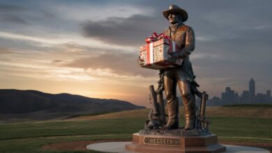 hegseth cowboy statue gift held